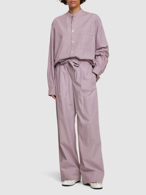 Spodnie bawełniane plisowane Birkenstock Tekla fioletowe