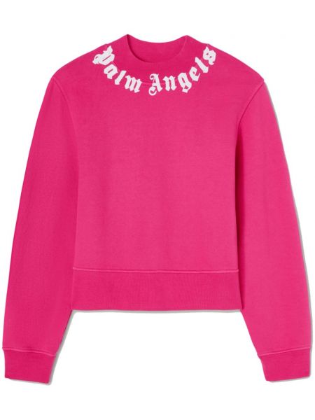 Pamučna dugi sweatshirt s printom Palm Angels ružičasta