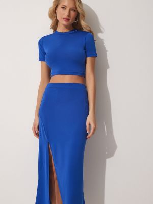 Puzdrová sukňa Happiness İstanbul modrá
