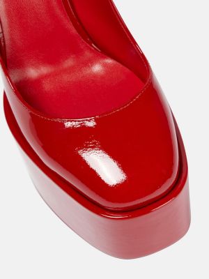 Кожени полуотворени обувки на платформе от лакирана кожа Paris Texas червено
