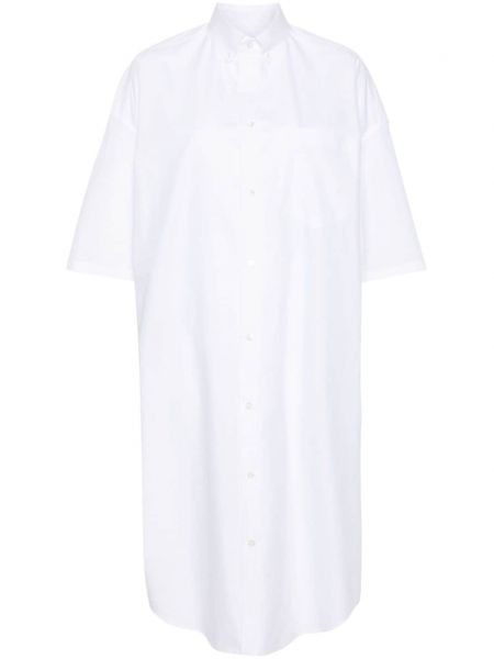 Bavlnený šaty s golierom Balenciaga biela