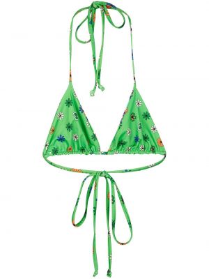 Top con estampado con rayas de tigre Frankies Bikinis verde