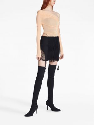Nėriniuotas mini sijonas su raišteliais Dion Lee juoda
