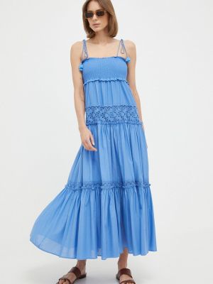 Casual bavlněné dlouhé šaty Twinset - modrá