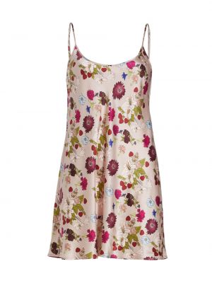 Шелковое платье мини без рукавов в цветочек La Perla