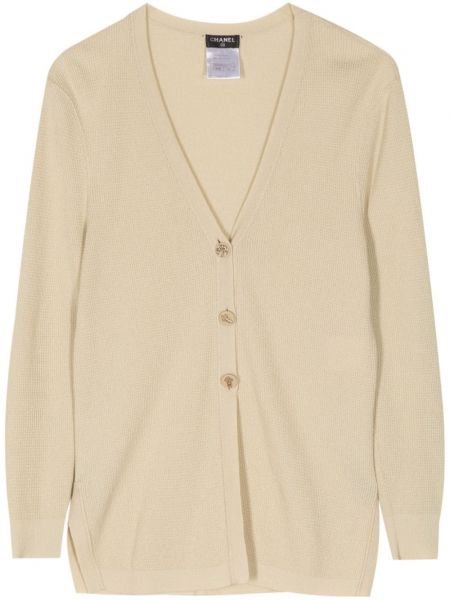 Cardigan à boutons à col v Chanel Pre-owned beige