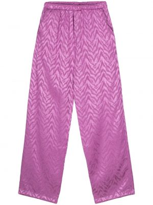 Ravne hlače iz žakarda Family First vijolična