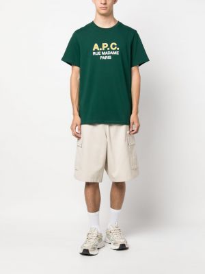 Kokvilnas t-krekls ar apdruku A.p.c. zaļš