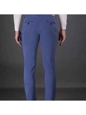 Pantalones chinos de cachemir slim fit de algodón Moorer azul