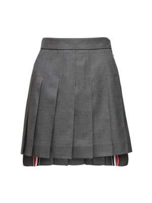 Plisirana vunena mini suknja Thom Browne siva