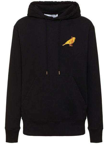 Hoodie med broderi i bomull Jw Anderson svart