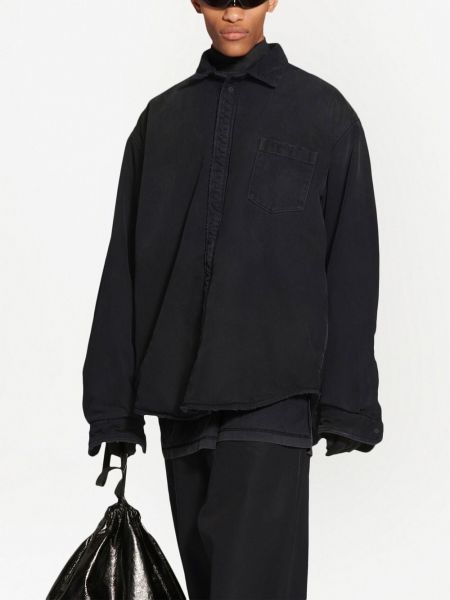 Džinsiniai marškiniai su sagomis Balenciaga juoda
