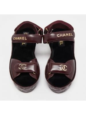 Sandały skórzane Chanel Vintage czerwone