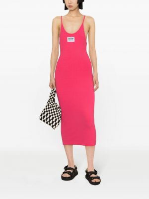 Midi šaty s potiskem Moschino Jeans růžové