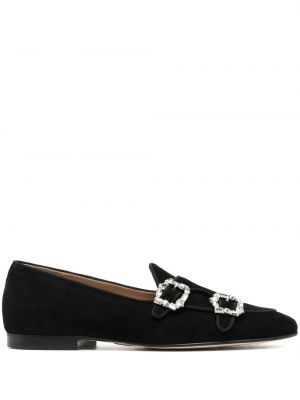Pantofi loafer din piele cu cataramă de cristal Edhen Milano negru
