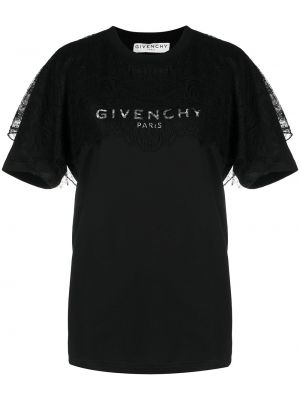 Camiseta de flores de encaje Givenchy negro