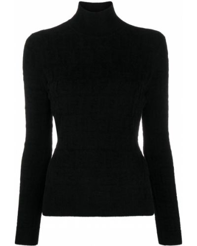 Jersey de punto de cuello vuelto de tela jersey Fendi negro