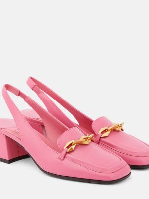 Кожени полуотворени обувки Jimmy Choo розово