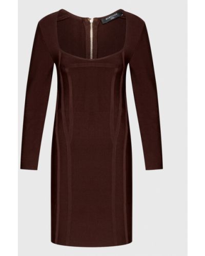 Viszkóz slim fit kötött ruha Marciano Guess - barna