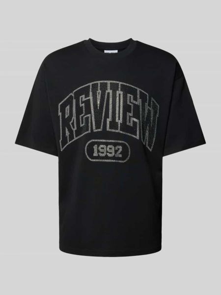 Koszulka z nadrukiem oversize Review czarna