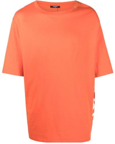 T-shirt con stampa oversize Balmain arancione
