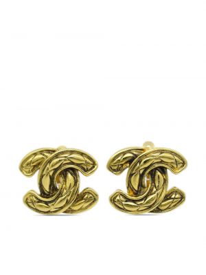 Pliszírozott fülbevaló Chanel Pre-owned aranyszínű