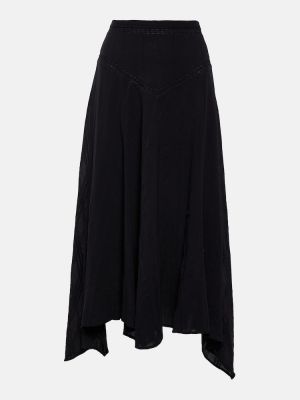 Plisovaná bavlnená midi sukňa Marant Etoile čierna