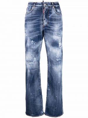 Straight leg jeans a vita alta Dsquared2 blu