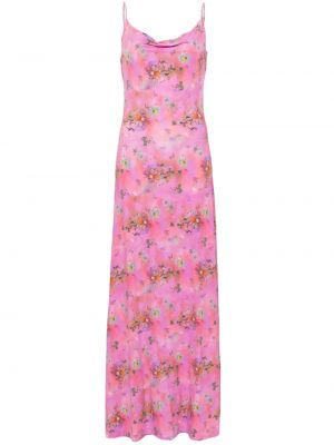 Virágos hosszú ruha nyomtatás Margherita Maccapani rózsaszín