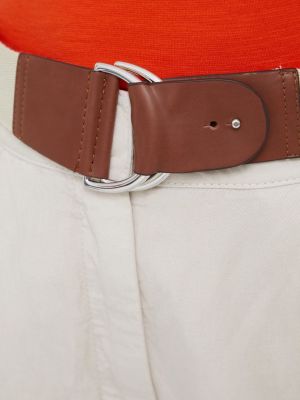 Jednobarevné kalhoty s vysokým pasem Emporio Armani béžové