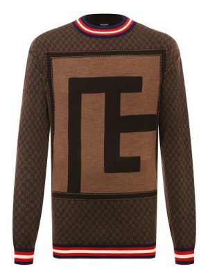 Шерстяной свитер Balmain коричневый