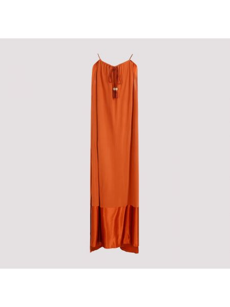 Sukienka długa z wiskozy Max Mara pomarańczowa