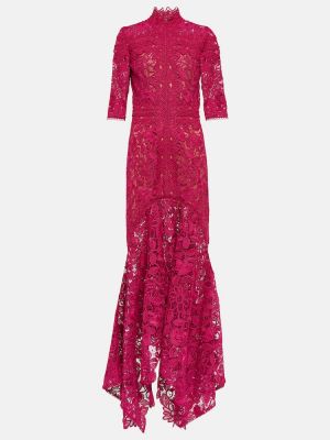 Maksi haljina s čipkom Costarellos ružičasta