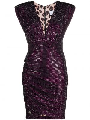 Večerna obleka s kristali Philipp Plein vijolična