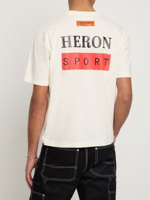 Bavlněné tričko s potiskem jersey Heron Preston bílé