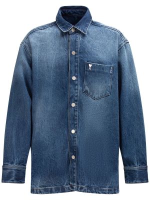Koszula jeansowa oversize Ami Paris niebieska
