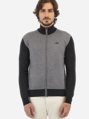 Bavlněný svetr na zip La Martina šedý