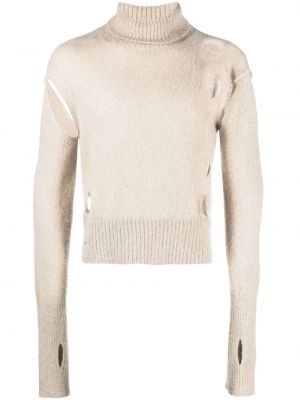 Sweter z przetarciami Mm6 Maison Margiela beżowy