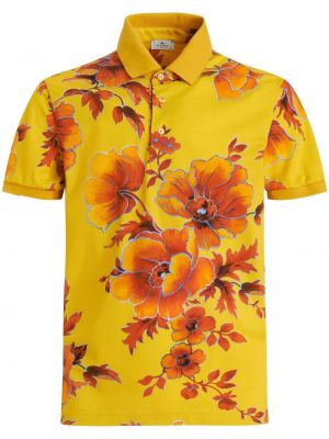 Polo majica s cvetličnim vzorcem s potiskom Etro rumena