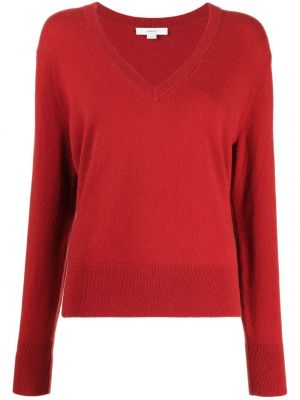 Vlnený sveter s výstrihom do v Vince červená