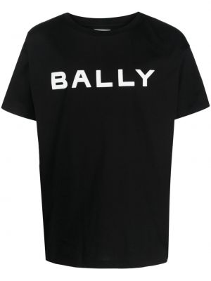 Bombažna majica s potiskom Bally črna