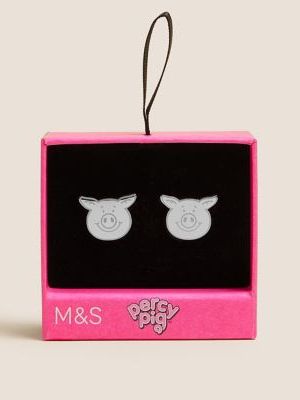 Mens M&S Collection Percy Pig™ Cufflinks - Silver, Silver M&s Collection