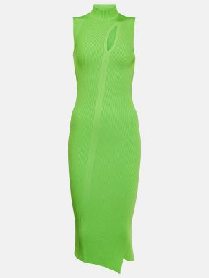 Трикотажное платье миди Versace зеленое