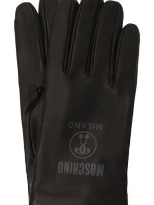 Кожаные перчатки Moschino черные