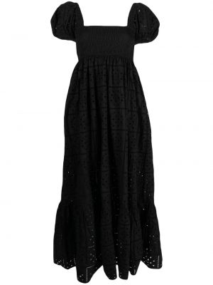 Bavlnené dlouhé šaty Ganni čierna