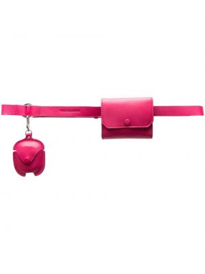 Kožni remen s džepovima Yves Salomon ružičasta