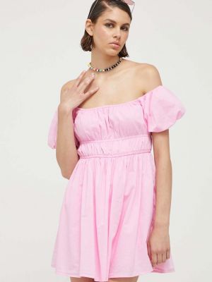 Sukienka mini bawełniana Hollister Co. fioletowa