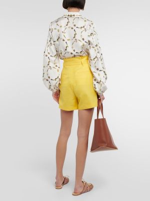 Pantaloncini di lana di lino di seta Gabriela Hearst giallo