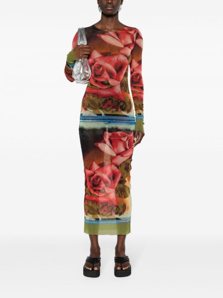 Midi šaty s potiskem se síťovinou Jean Paul Gaultier