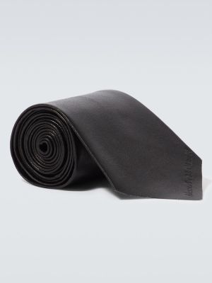 Kožená kravata Alexander Mcqueen čierna
